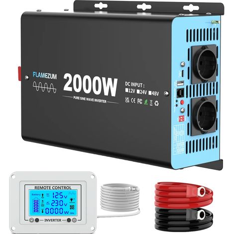 Onduleur, 2000W de puissance continue, sortie en onde sinusoïdale pure, 12V 2000W 50HZ UE (1/2)