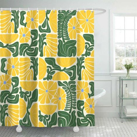 Rideau de douche vintage style bohème, rideau de douche floral, rideau de douche en polyester imperméable, 180180CM, avec 12 crochets (Type C) (1/5)