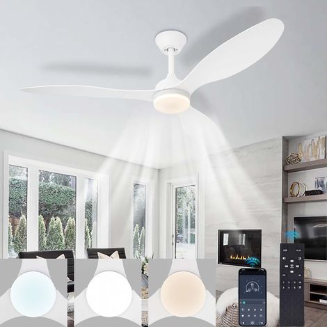 Plafonnier Ventilateur LED,106CM Blanc,Ventilateur Plafond Avec Lumière, Ventilateur De Plafond Silencieux Avec Télécommande,6 Vitesses, Réversible, Pour Le Salon/La Chambre (1/5)