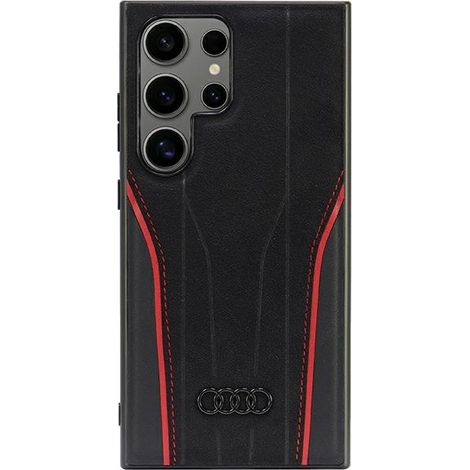 Estuche rígido Audi de cuero genuino MagSafe S24 Ultra S928 negro-rojo AU-TPUPCS24U-R8/D3-RD (1/5)