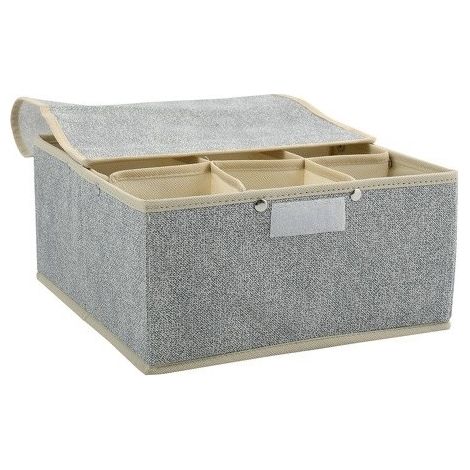 Boite Tiroir de rangement microaérée et respirant avec 9 compartiments et couvercle Gris MSV (1/5)