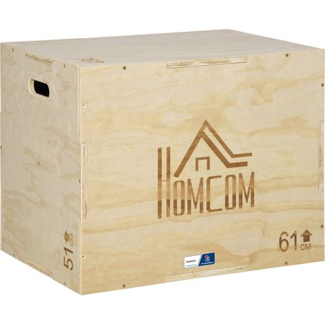 3-in-1 Plyometrischer Boxsprung – Kooperation Aosom.fr x FFHandball – Sprung, Krafttraining, Fitness, 61 x 51 x 76 cm, Holz