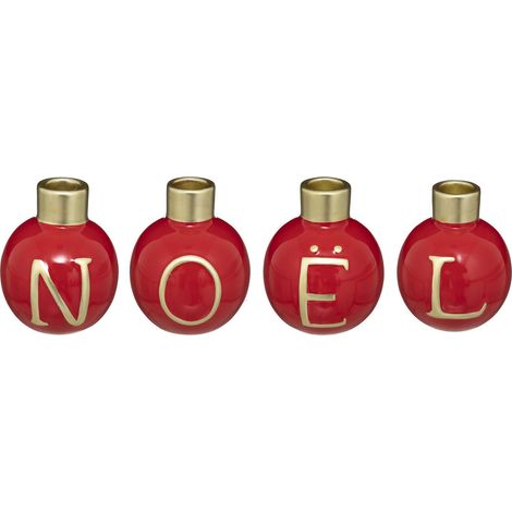Lot de 4 Bougeoirs Photophores en céramique forme Boule de noël D 8 x 10 cm - Feeric Christmas (1/5)