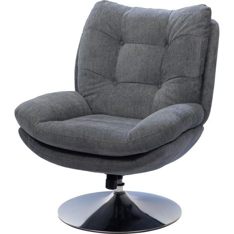 Fauteuil club en tissu gris foncé – Piètement chromé – Confort optimal pour salon moderne – Dimensions 90x78x100cm – Amadeus