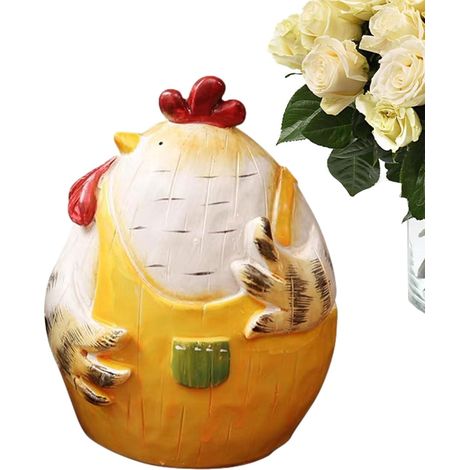 Statues De Pâques Figurine Décorative Poule Pâques en Résine Sculptures de Poules Cartoon Pour Intérieur, Maison, Salon, Bureau, Étagère, Cheminée, Table À Manger, Meuble De (1/5)