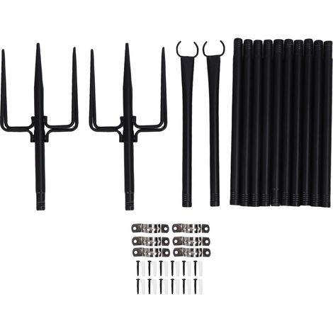 Lot de 2 poteaux lumineux en métal avec support extérieur réglable pour guirlande lumineuse, idéale pour terrasse, jardin, balcon ou cour. (1/5)
