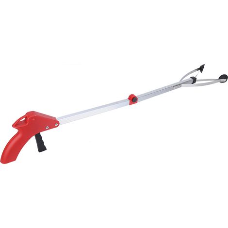 Pince à déchets pliable pour ramasser les feuilles mortes et les déchets de jardin (poignée rouge) (1/5)