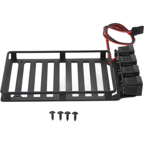 Support de toit avec LED pour voiture RC, coffre de rangement en aluminium pour Axial SCX24 1/24, porte-bagages de toit pour crawler, accessoire de fixation (1/5)