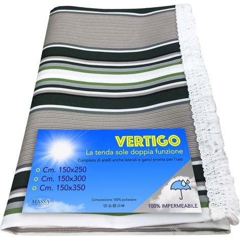 TENDA SOLE VERTIGO da esterno GIARDINO balcone RIGHINO VERDE impermeabile e idrorepellente Cm. 150 x 350