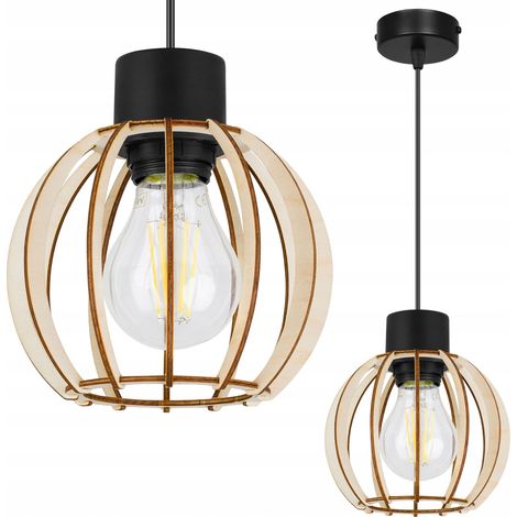 LAMPE DE PLAFOND SUSPENDU À LED EN BOIS MODERNE (1/5)