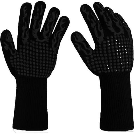 2 Paires Gants de barbecue, en aramide et silicone, résistants à la chaleur et aux coupures, pour four et cuisson en plein air (1/5)