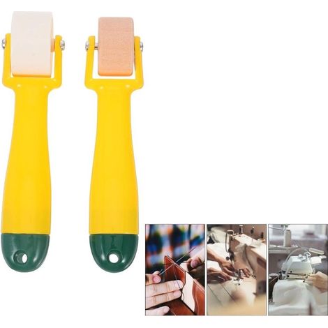Rouleau de couture en 2 parties - Mini outil de repassage - Couture et quilting - Idéal pour le papier peint, les accessoires de décoration et les loisirs créatifs - Jaune 15 cm (1/5)