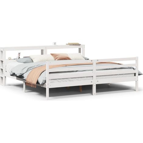 Maison Exclusive - Cadre de lit avec tête de lit sans matelas blanc 200x200 cm (1/5)