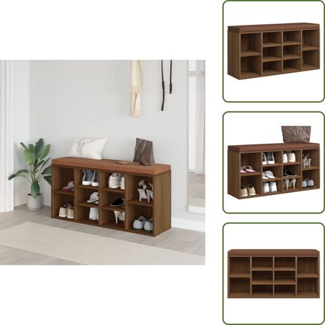 Banc à chaussures Chêne marron 103x30x48 cm Bois d'ingénierie - Banc À Chaussures - Meuble Rangement - Organisation Chaussures - Banc Coffre - Rangement Intérieur (1/5)
