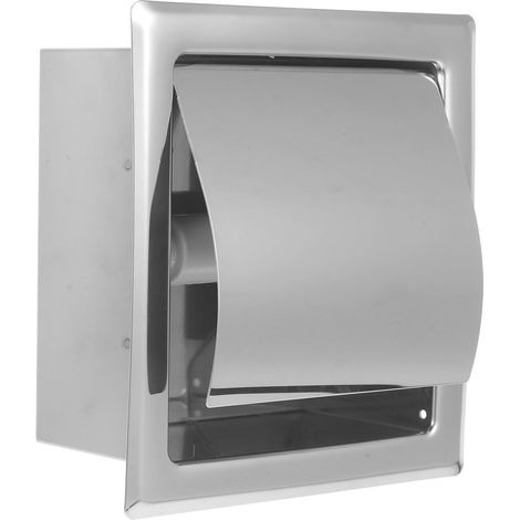 Porte-papier toilette en acier inoxydable, design encastré, distributeur dissimulé pour salle de (1/5)