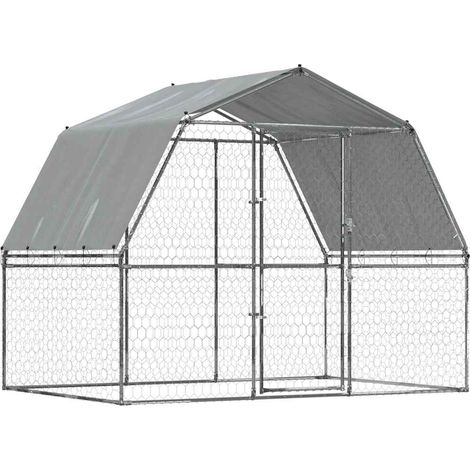 Maison Exclusive - Box per Cani con Tetto e Anta Argento in Acciaio Zincato