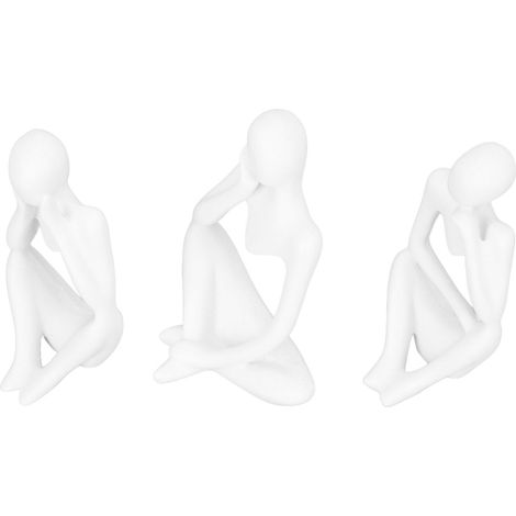 Figurine abstraite, petit penseur blanc, objet décoratif pour salon, meuble TV, bureau, maison ou bureau.