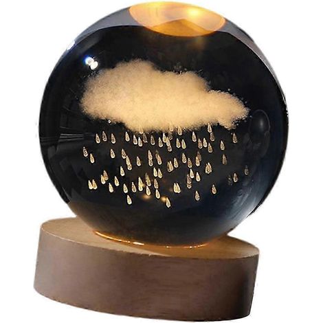 Lampe de table veilleuse boule de verre 3D, jouet éducatif pour bureau, cadeau d'anniversaire-Cloud Rain (1/5)