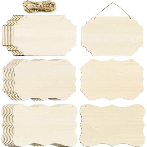 Set aus 24 leeren Holzpaneelen zum Aufhängen mit Seilen, rechteckige Rohholzpaneele, handgefertigte Wanddekoration für Türen und Wände. (1/5)