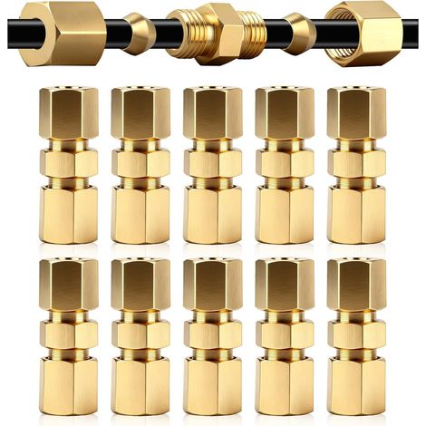 Set de 10 Connecteurs de Tuyau de Frein 4,75mm, Raccords en Acier Cuivré, Installation Facile Sans Embouts, Performance Stable et Durable pour Réparation et Entretien Systèmes de F (1/5)