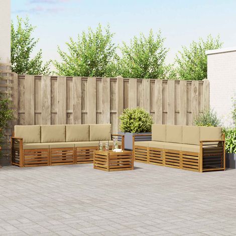vidaXL Outdoor-Sofagarnitur 9 Stk. Natur und Beige (1/5)