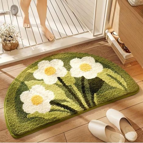 Kindfiber OÜ-Tapis de bain, doux, moelleux et antidérapant, tapis de douche en forme de plante, résistant et absorbant, tapis de bain coloré, 40 x 60 cm (1/5)