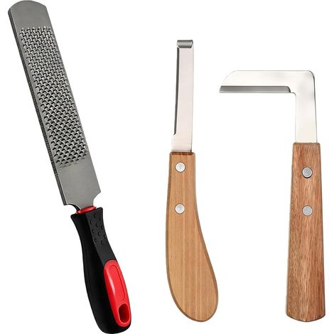 3 Pièces Soins Des Sabots Pour Chevaux: Kit D'outils Pour Sabot De Maréchal, Chevaux Râpe à Sabots Double Avec Poignée, 2 Couteau à Sabot, Outils Professionnels De Maréchier