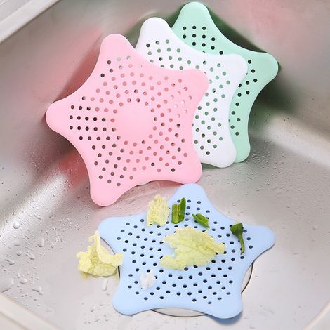 Juego de 4 filtros para el desagüe de la ducha, filtro de silicona para bañera y lavabo, filtro de desagüe, protector de desagüe con fuertes ventosas. (1/4)