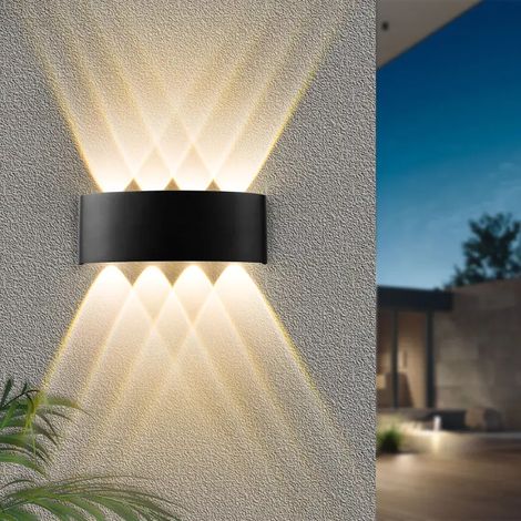 Applique murale LED pour intérieur et extérieur, Lampe de jardin en aluminium 8W, Applique murale 8 LED, étanche IP65, lumière chaude 3000 K (1/5)