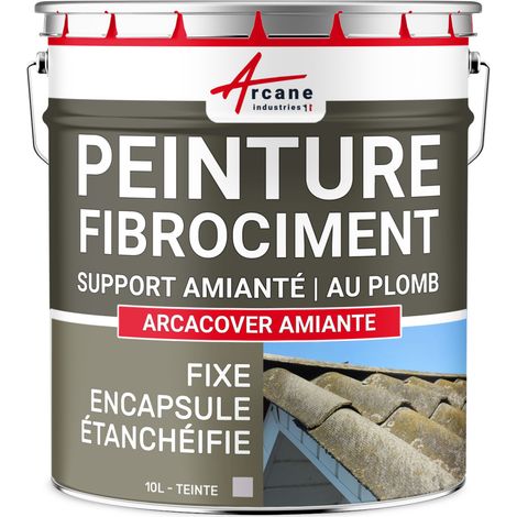 Arcane Industries – Peinture toiture fibrociment amianté – Encapsulage amiante et plomb – Protection étanche – 10 L Gris – Résine élastomère