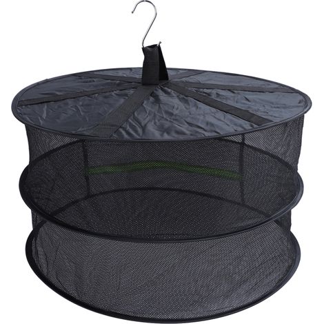 Secador de hierbas aromáticas con cremallera, de varios niveles, red de secado colgante multifuncional para plantas, frutas y verduras, ideal para armarios de cultivo (2 niveles). (1/5)