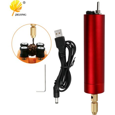 Mini stylo à graver électrique rouge avec clip USB, meuleuse électrique et mini lampe torche. (1/5)