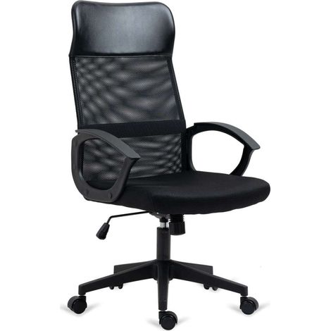 Silla de estudio con respaldo alto modelo Nueva Marsella acabado negro, 60cm(ancho ) 106-116cm(altura) 62cm(fondo) (1/2)