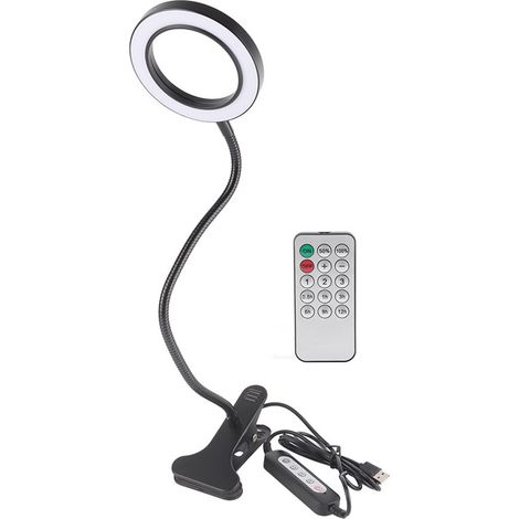 Lampe de bureau LED USB réglable et dimmable, pince lumineuse pour lecture, bureau, tatouage, beauté, noir (1/5)