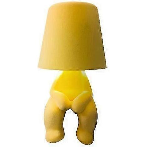 Lampe de table Shy Boy, lampe en forme de petit homme, lampe de bureau LED, veilleuse tactile, lampe de chevet à brancher pour la décoration de la chambre, cadeau de Saint-Valentin, jaune (1/4)