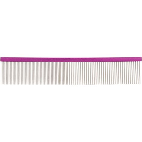 Pettine in acciaio per animali domestici, 2 densità, previene l'elettricità statica, adatto a cani con punte arrotondate, pelo lungo e corto, viola, 19 cm (1/5)