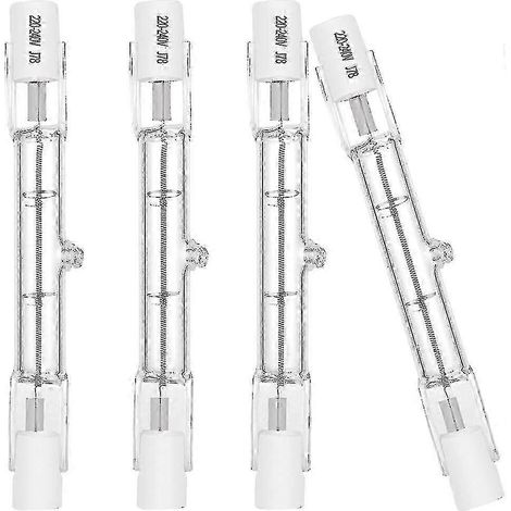 Ampoule halogène R7s 78 mm 100 W 230 V 1600 lm Blanc chaud 2700 K T3 type J pour éclairage de chantier, de sécurité, paysager et public (lot de 4) (1/5)