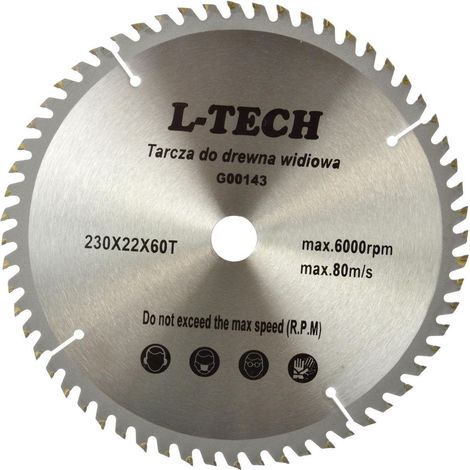 Geko Lame de scie circulaire 230 mm 60 dents acier