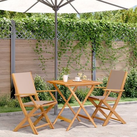 vidaXL 3 Piece Bistro Set Taupe Fabric and Solid Wood (1/5)