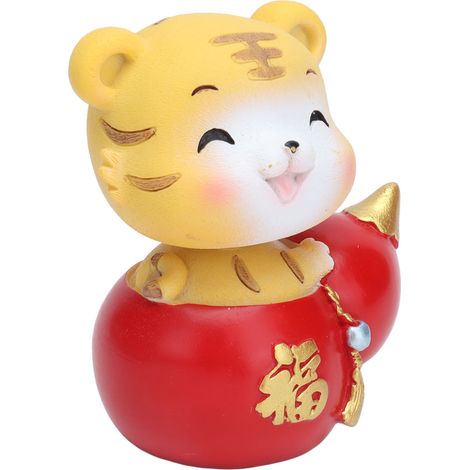 Tiger-Ornament aus hochwertigem Kunstharz, niedlich, exquisit, leuchtende Farben, langlebig, vielseitig einsetzbar, Tiger-Spielzeug, Segenstiger Tiger (1/5)