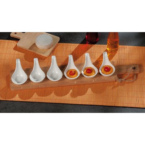 Set Antipastiera Vassoio in bamboo con 6 ciotoline snack finger food 54 x 10 cm (1/2)
