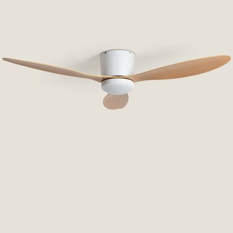 Ventilatore da Soffitto con Luce Silenzioso DC Weimar per Esterni Legno Telecomando Grande (più di 20 m²) 132 cm Bianco
