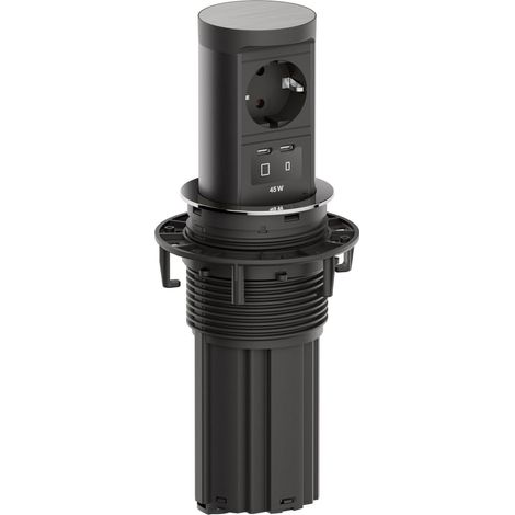 BACHMANN ELEVATOR 2 - PRISE ESCAMOTABLE - 1 COMPARTIMENT AVEC IP54 ET 2 PORTS USB-C DE 45 W - CÂBLE DE 2 M - PRISE DE TABLE POUR