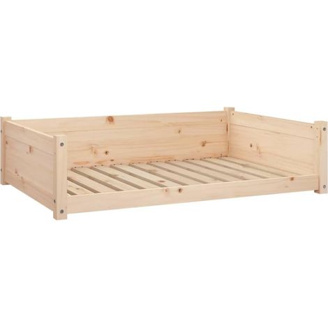 1 Lit pour chien Bois de pin massif 105,5x75,5x28 cm Parois latérales Design intemporel Intérieur (1/5)