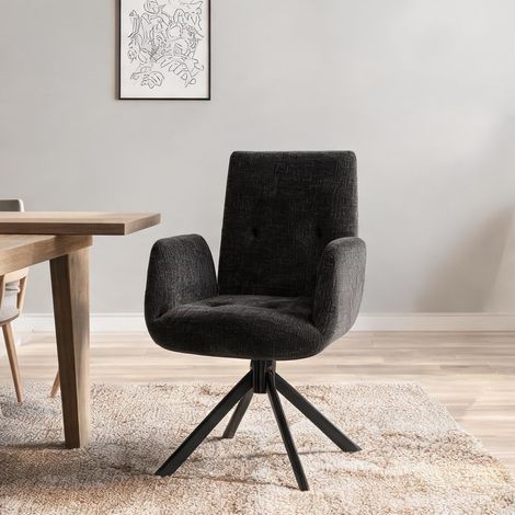 Fauteuil de salon coloris noir en polyester 60 x 61 x 88 cm (1/5)