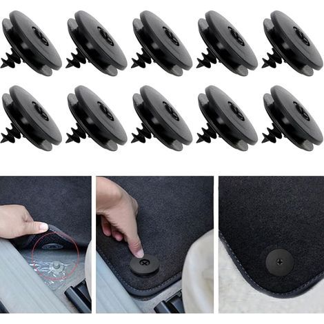 Clips de sujeción para alfombrillas de coche – Juego de 10 piezas – Plástico resistente – Evitan el deslizamiento para mayor seguridad – Compatibles con varios vehículos – 10 piezas (1/4)
