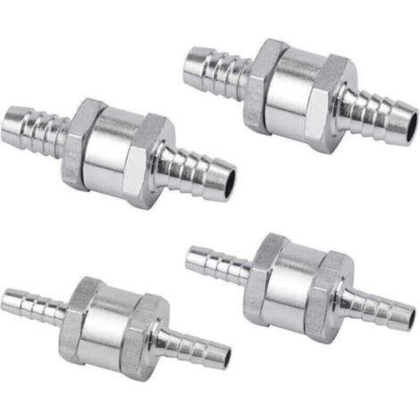 Set de 4 Clapet Anti-retour Gasoil 6/8/10/12mm, Valve à Carburant en Alliage d'aluminium avec Flèche pour pour Essence Diesel Voiture Bateau Moto (1/4)