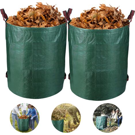 Jiubiaz 2X sacchi da giardino Sacchi per foglie Sacchi per rifiuti da giardino con manici 272 L