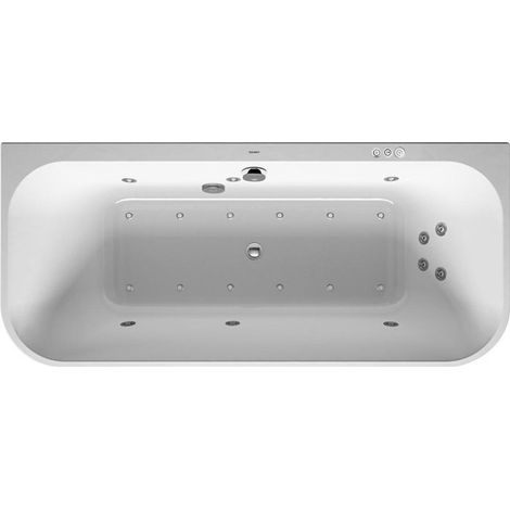 Baignoire Bain à remous rectangulaire HAPPY D.2 VW 180 l 180x80 blanc, 2 dossiers Combi-Syst P