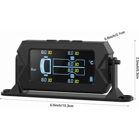 Système TPMS Solaire TS610 6 Capteurs Externes Sans Fil pour Camping-car Remorque Camion Écran LCD Couleur Autonome (1/4)